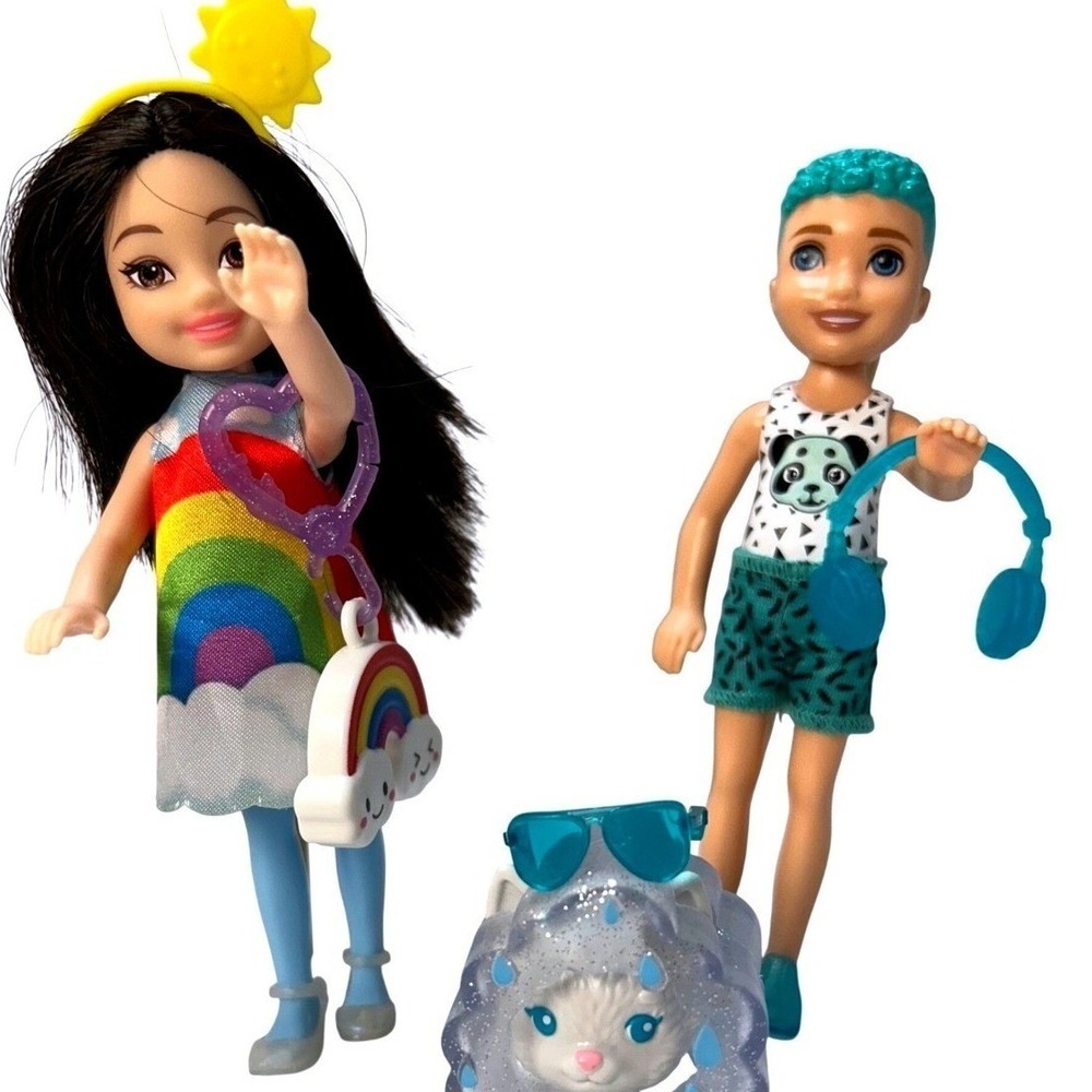 Mattel Barbie Chelsea and Friend Dolls Rainbow Panda Weather Theme Set GTL89